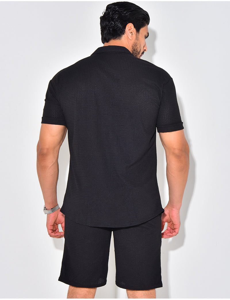 Ensemble short et chemise texturé