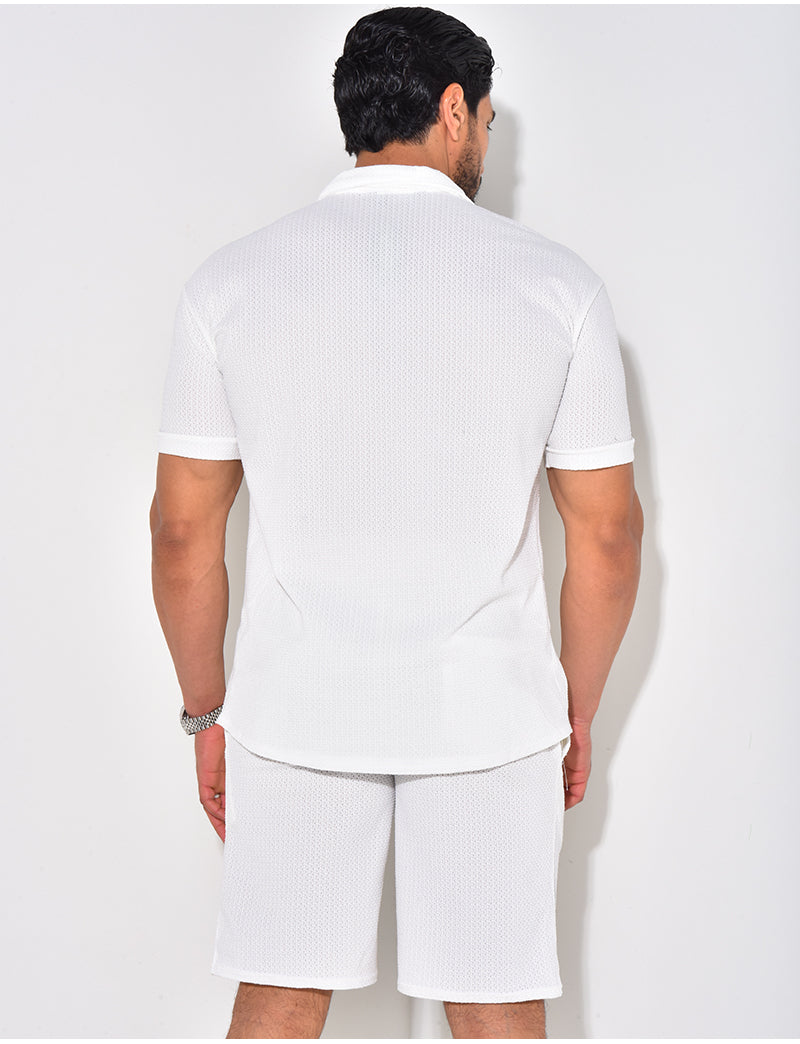 Ensemble short et chemise texturé