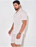 Ensemble short et chemise texturé