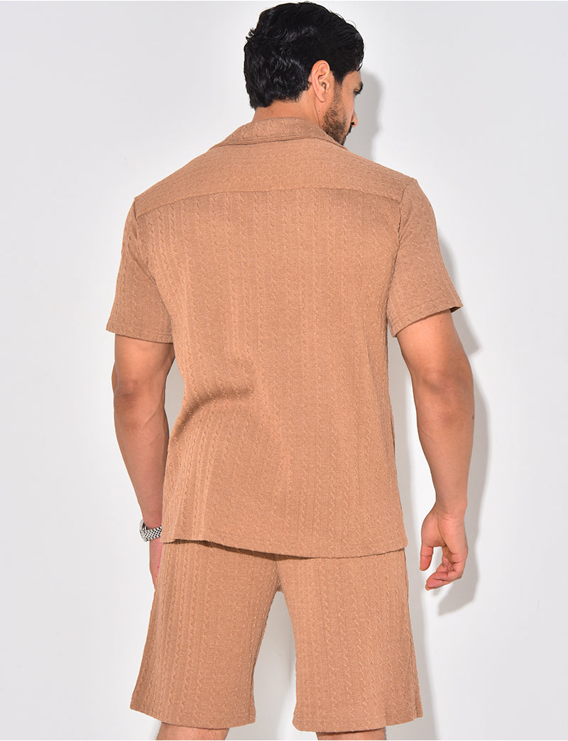 Ensemble short et chemise texturé