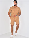 Ensemble short et chemise texturé
