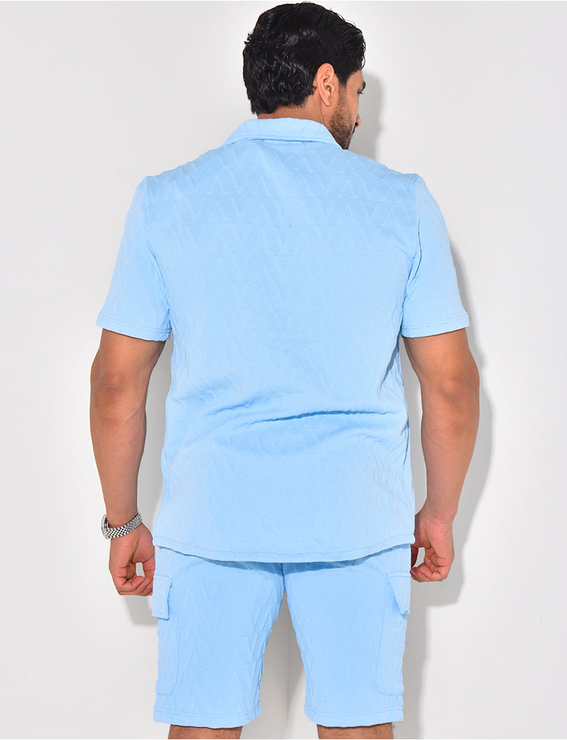 Ensemble short et chemise texturé
