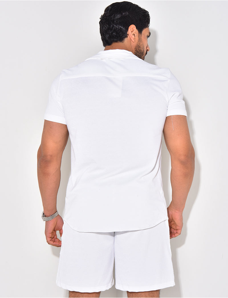 Ensemble short et chemise texturé