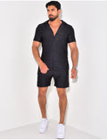 Ensemble short et chemise texturé