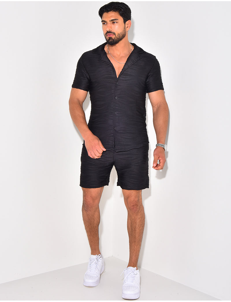 Ensemble short et chemise texturé