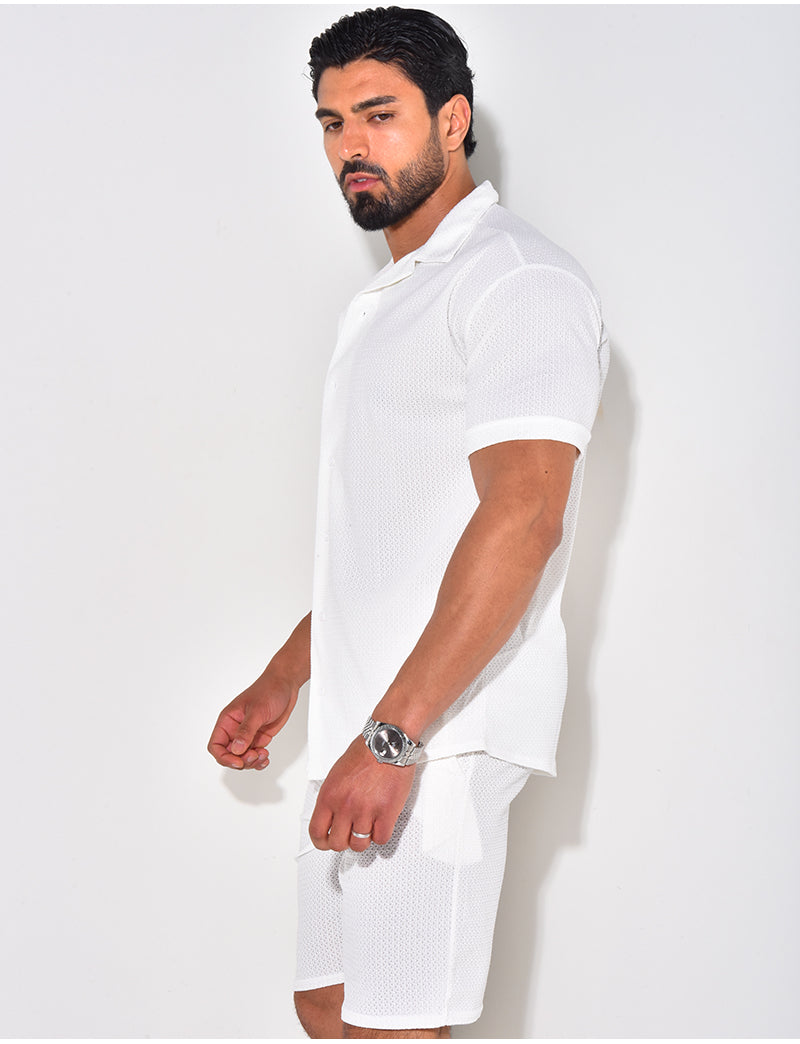 Ensemble short et chemise texturé