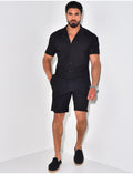 Ensemble short et chemise texturé