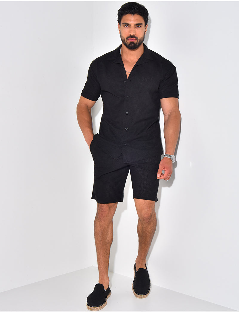 Ensemble short et chemise texturé