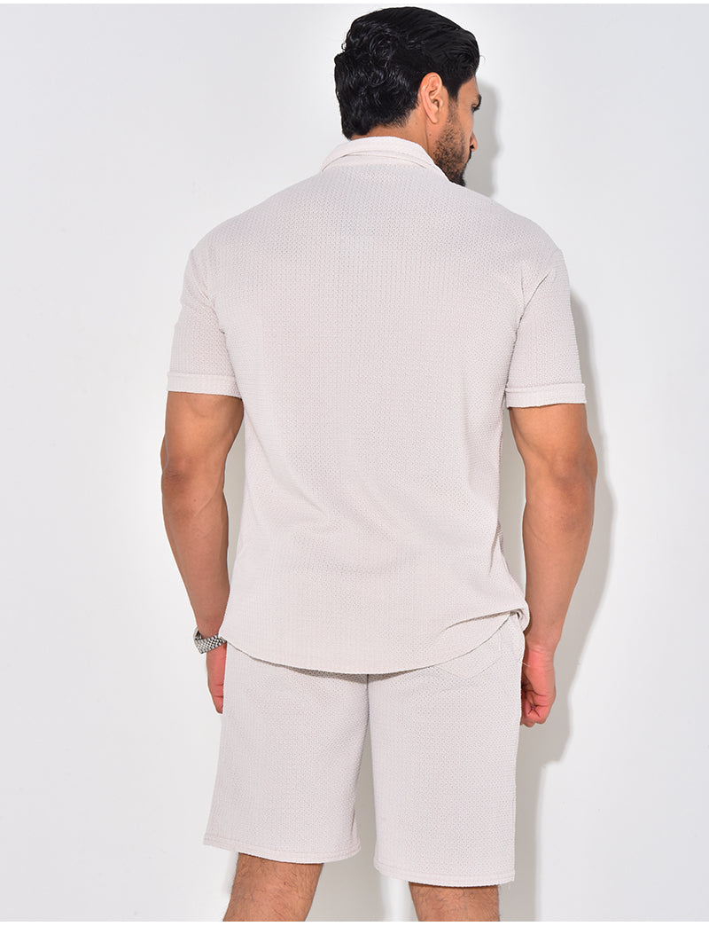 Ensemble short et chemise texturé