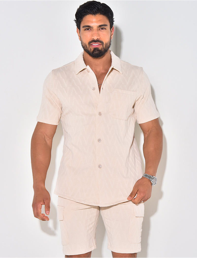 Ensemble short et chemise texturé
