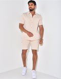 Ensemble short et chemise texturé