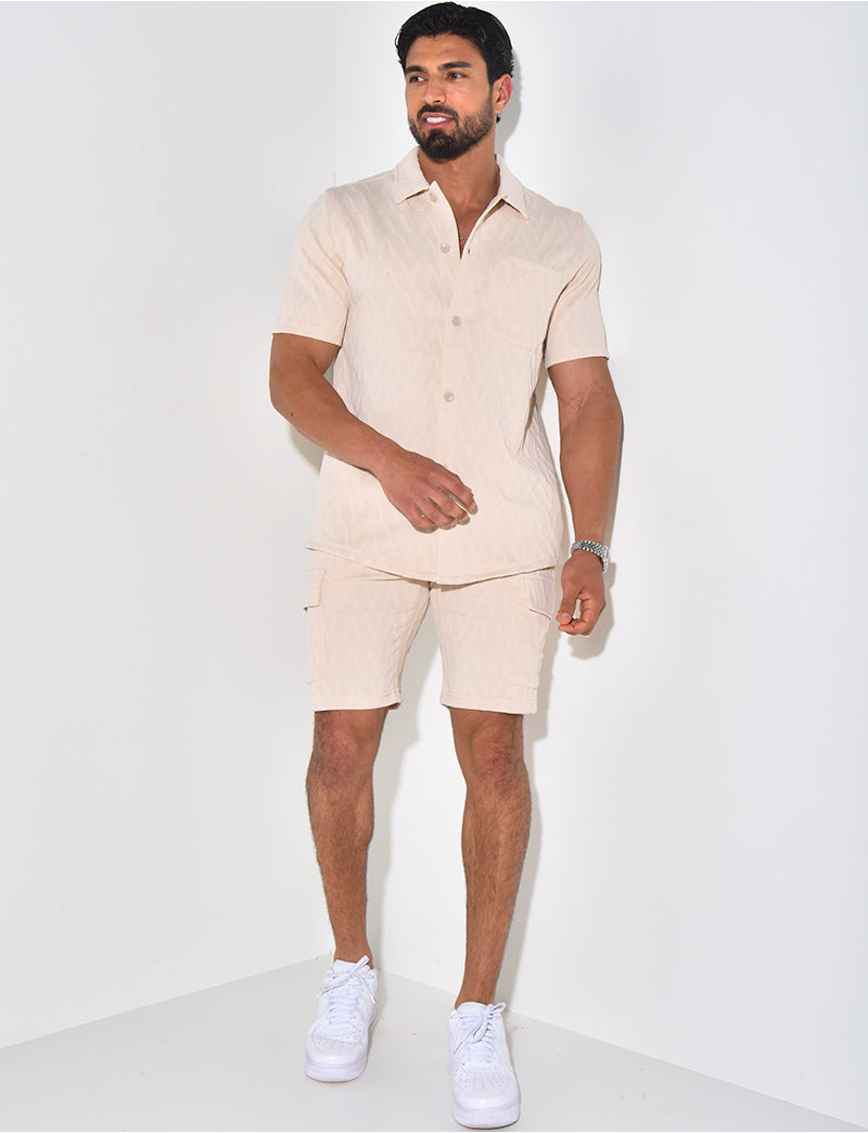 Ensemble short et chemise texturé