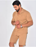 Ensemble short et chemise texturé