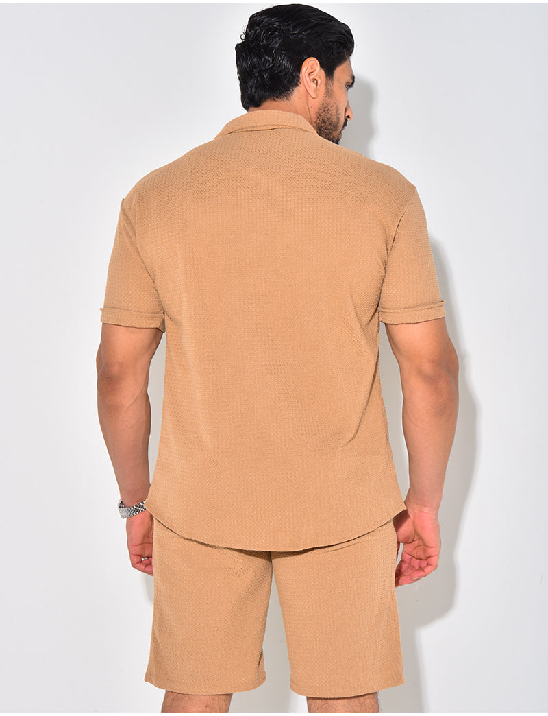 Ensemble short et chemise texturé