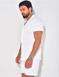Ensemble short et chemise texturé