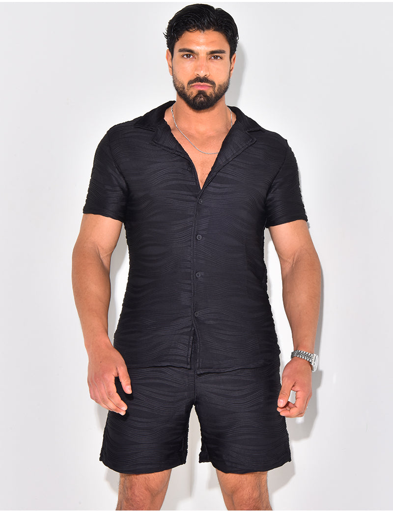 Ensemble short et chemise texturé
