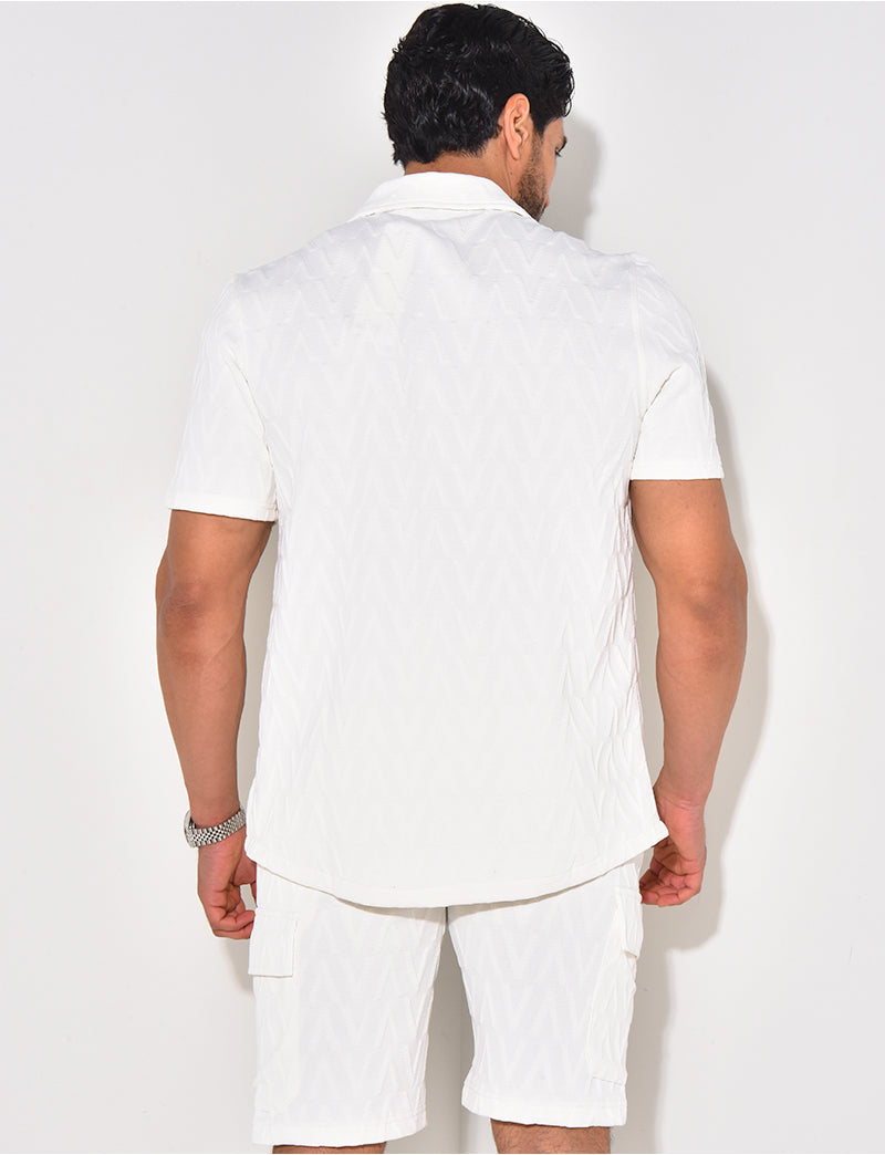 Ensemble short et chemise texturé