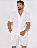 Ensemble short et chemise texturé