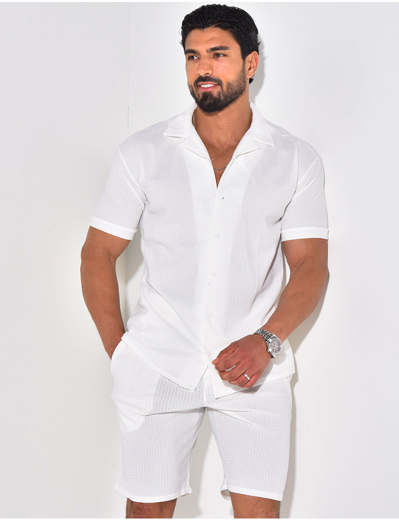 Ensemble short et chemise texturé