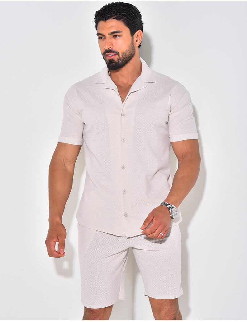Ensemble short et chemise texturé