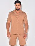 Ensemble short et chemise texturé