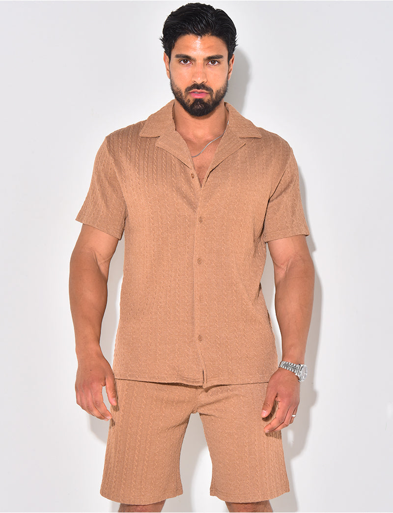 Ensemble short et chemise texturé