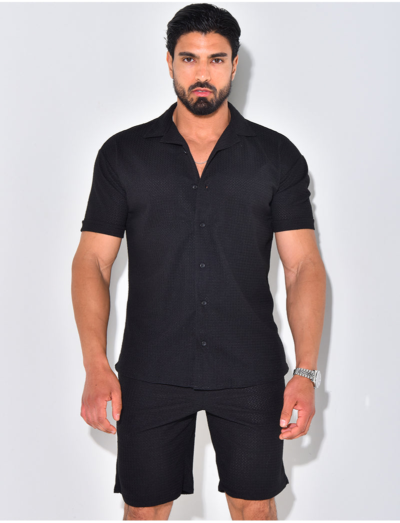 Ensemble short et chemise texturé