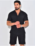 Ensemble short et chemise texturé