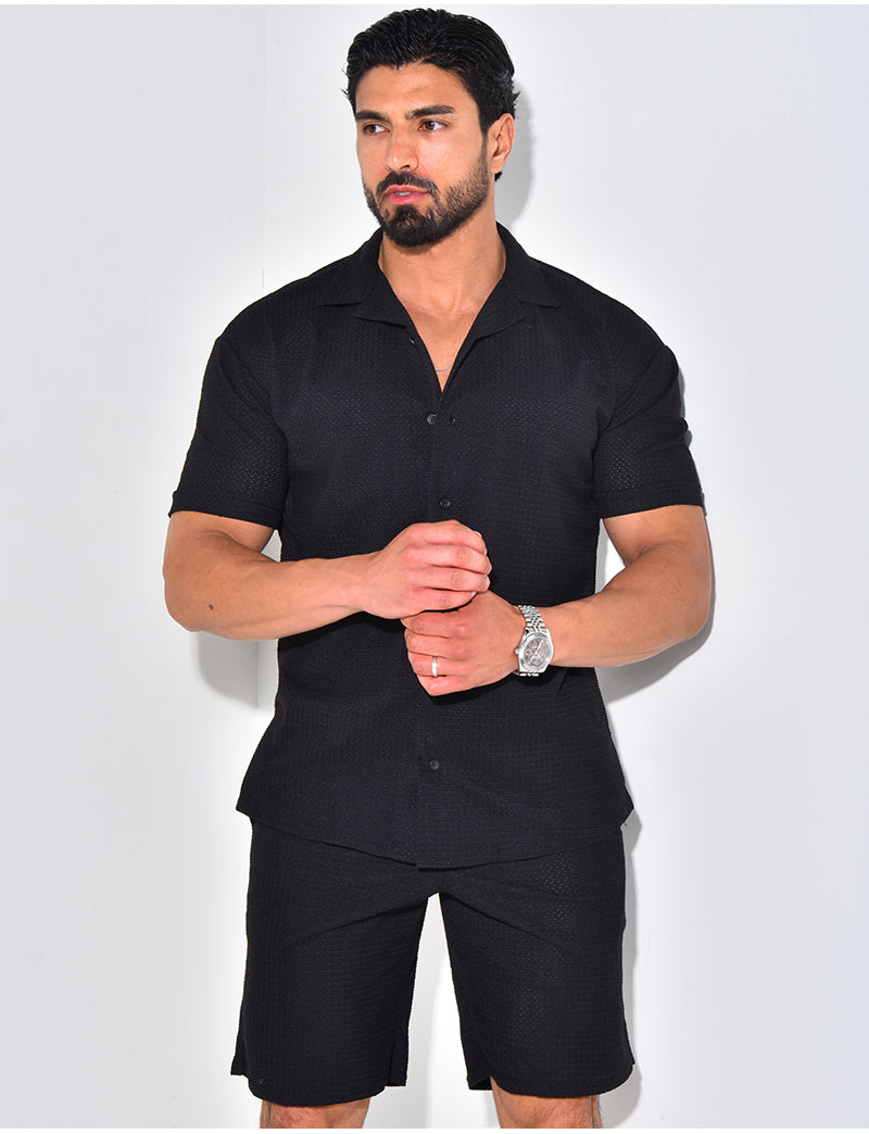 Ensemble short et chemise texturé