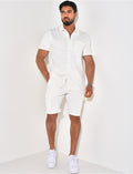 Ensemble short et chemise texturé