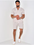 Ensemble short et chemise texturé