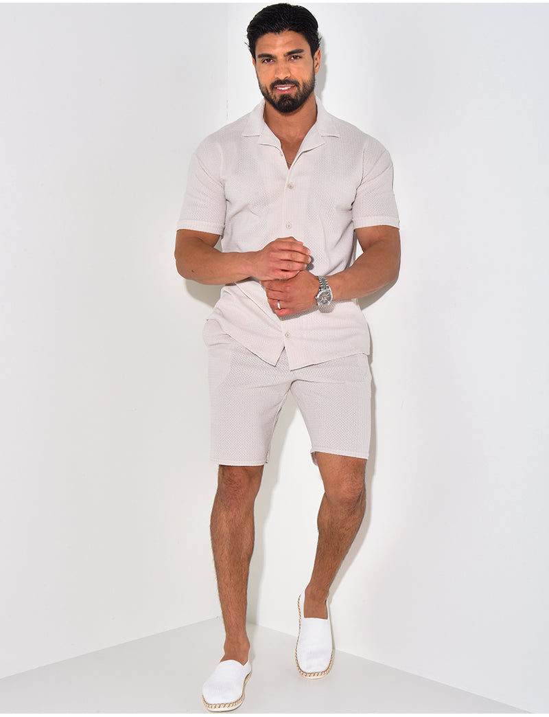 Ensemble short et chemise texturé