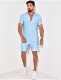 Ensemble short et chemise texturé