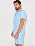 Ensemble short et chemise texturé