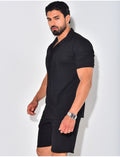Ensemble short et chemise texturé
