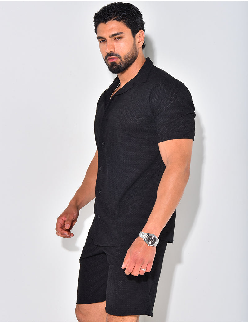 Ensemble short et chemise texturé