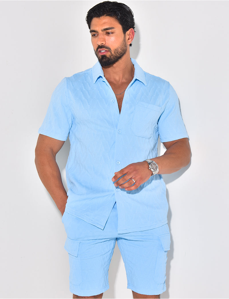 Ensemble short et chemise texturé