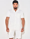 Ensemble short et chemise texturé