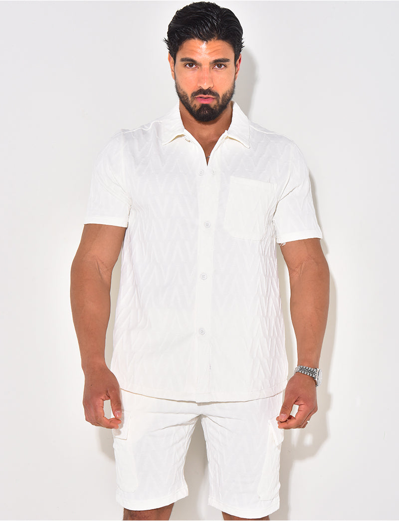 Ensemble short et chemise texturé
