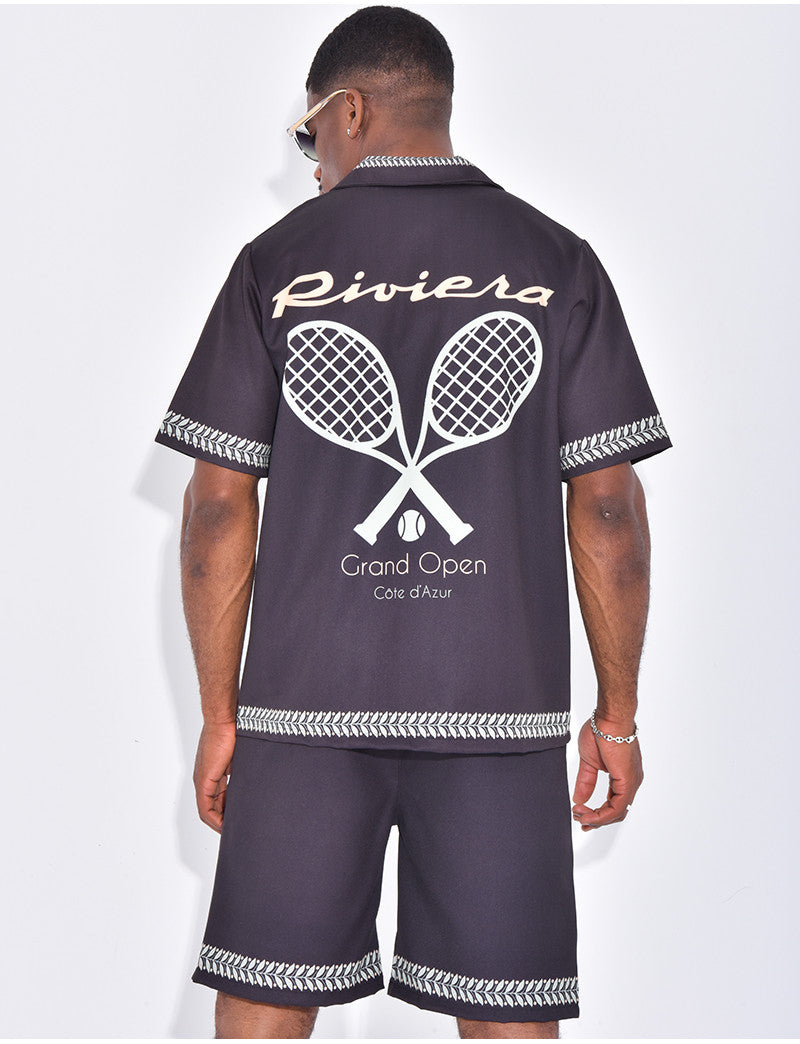 Ensemble short et chemises à imprimé olivier