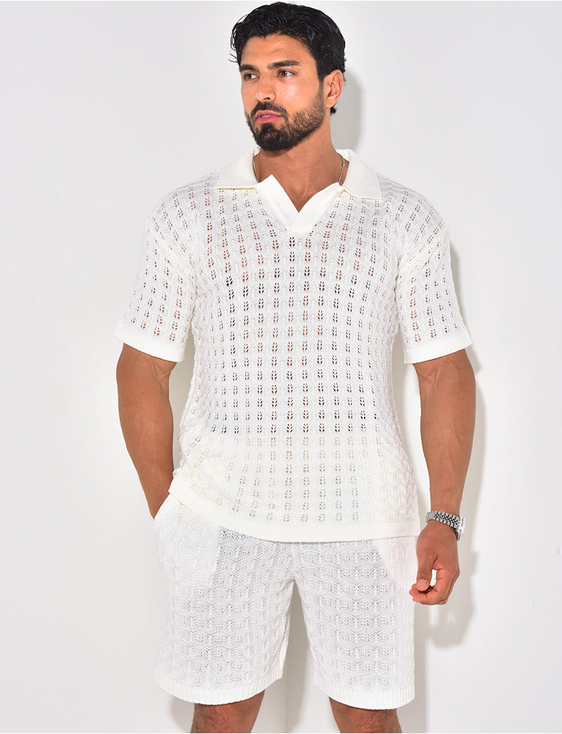 Ensemble short et polo ajouré