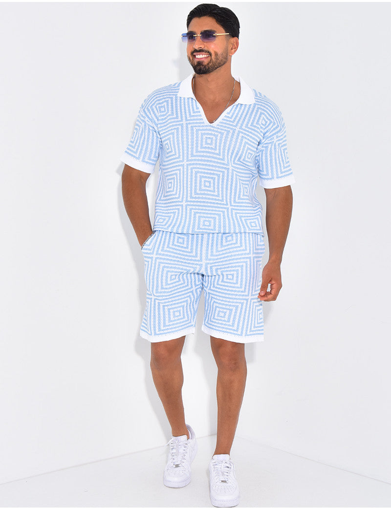 Ensemble short et polo ajouré