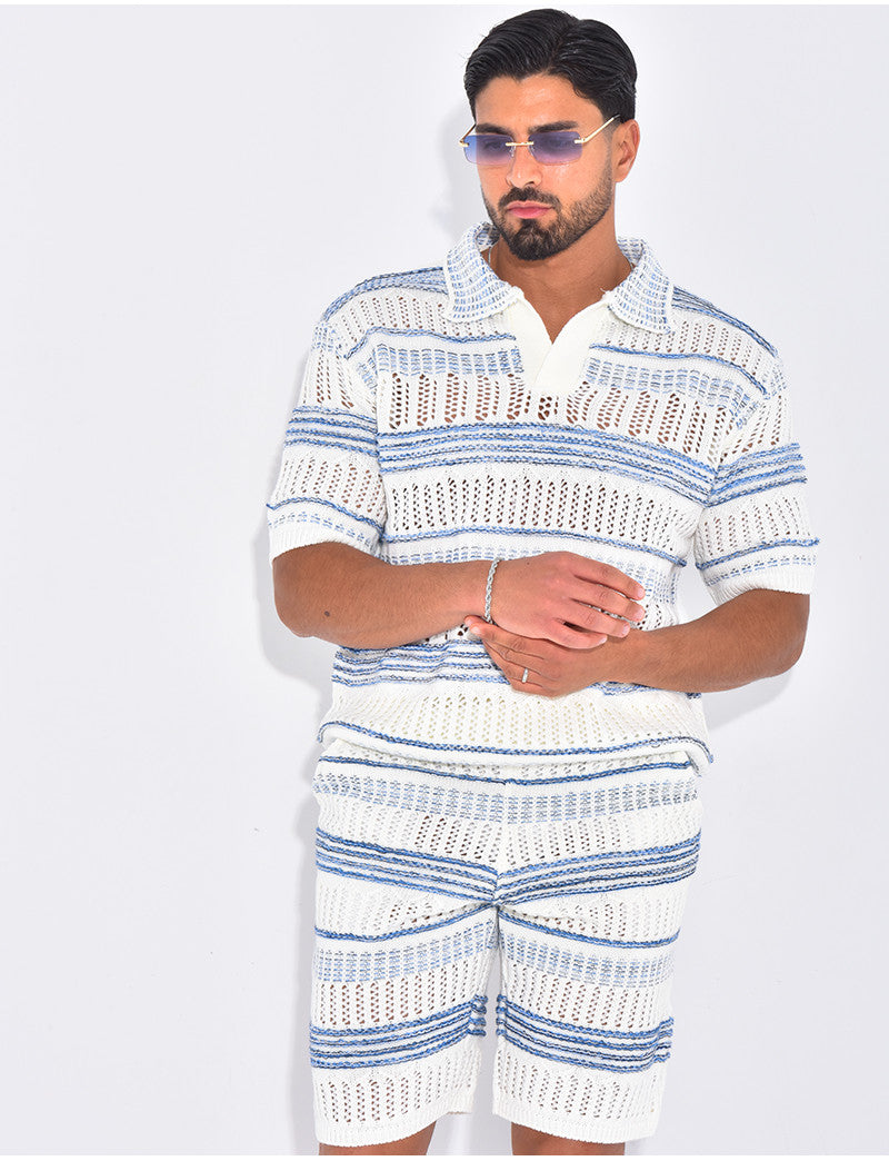 Ensemble short et polo ajouré