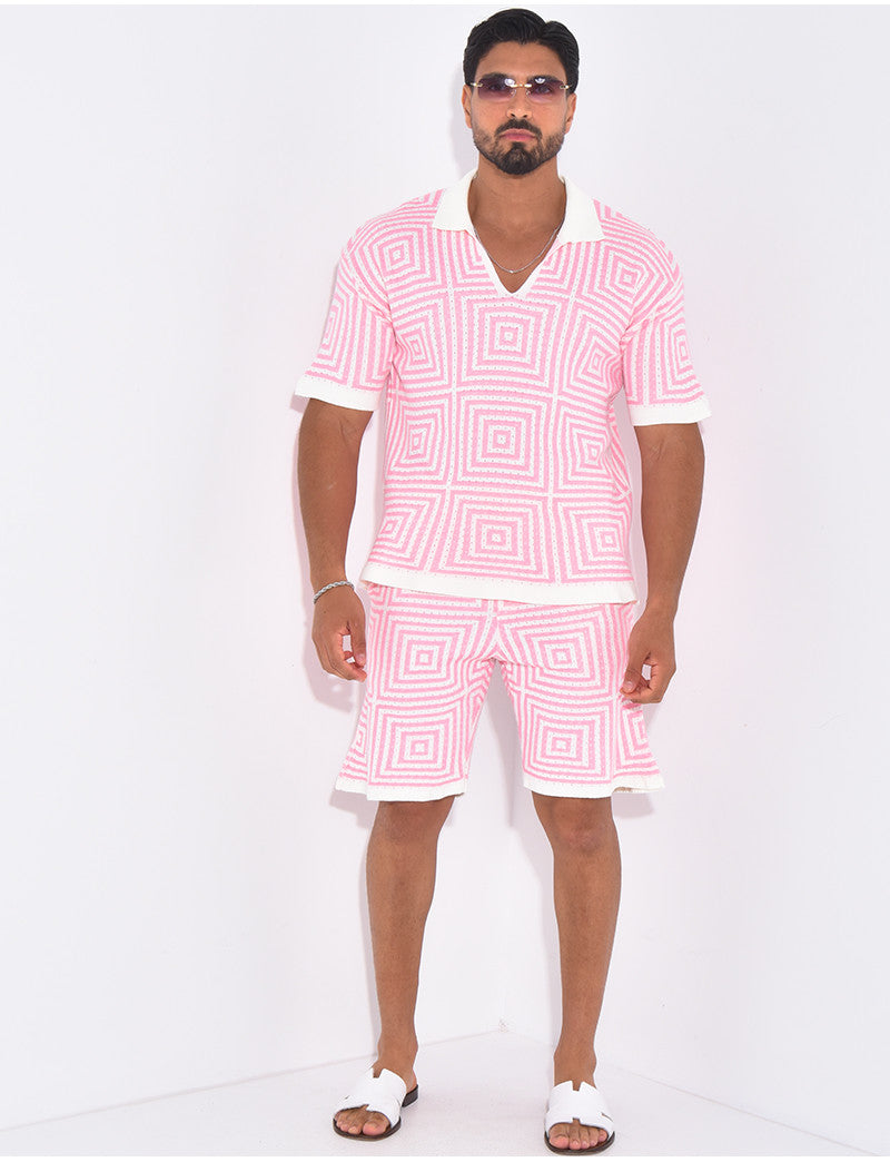 Ensemble short et polo ajouré