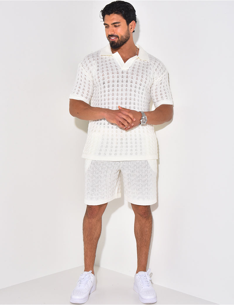 Ensemble short et polo ajouré