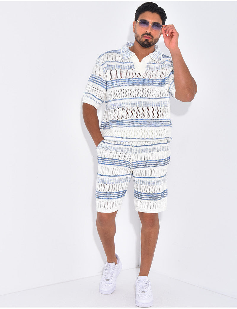 Ensemble short et polo ajouré