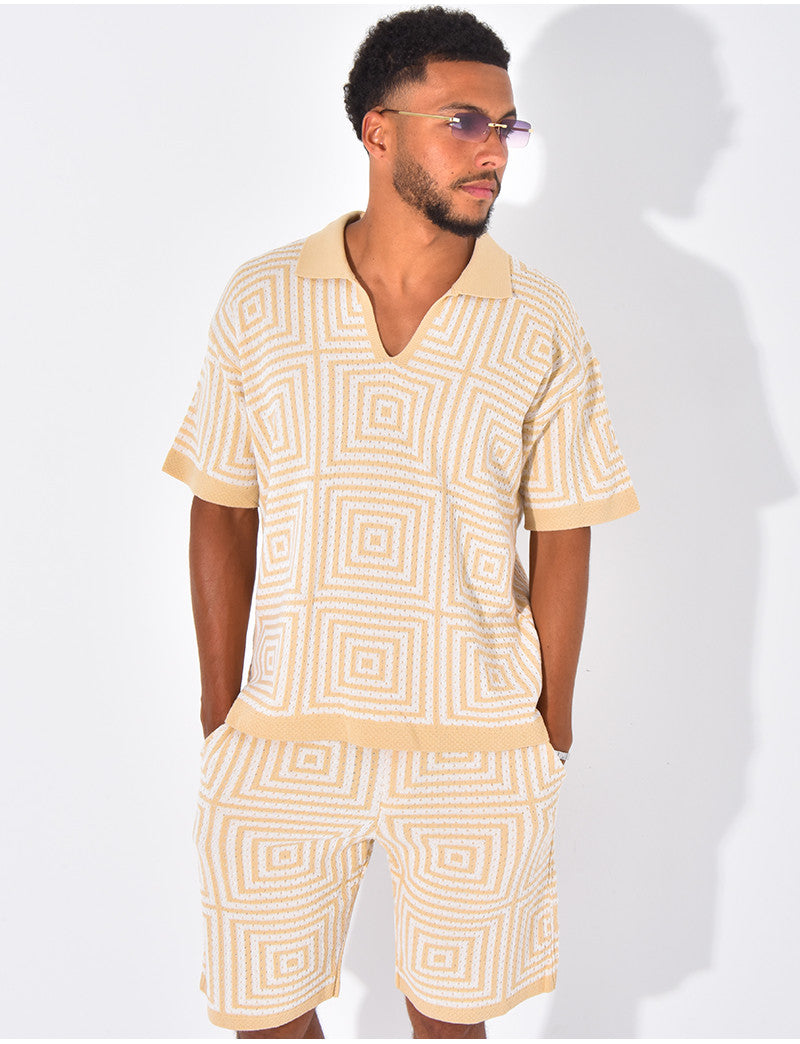 Ensemble short et polo ajouré