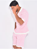 Ensemble short et polo ajouré