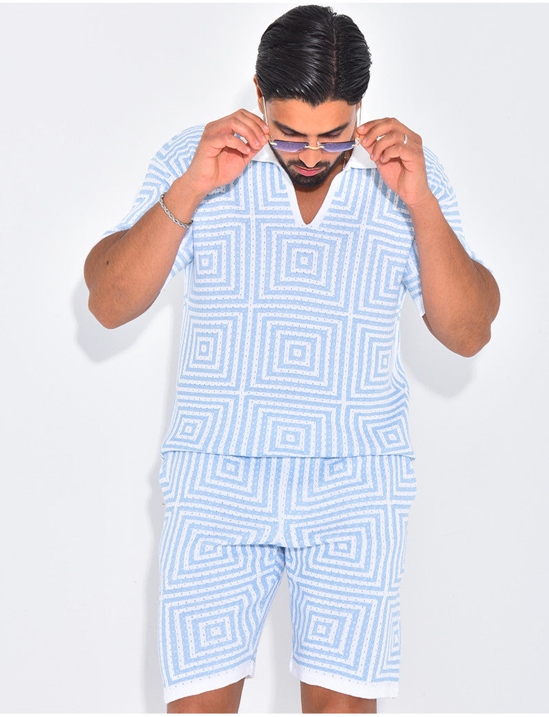 Ensemble short et polo ajouré