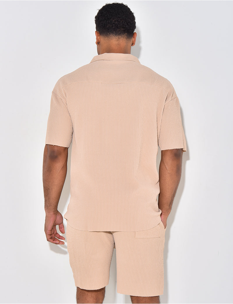 Ensemble short et polo côtelé